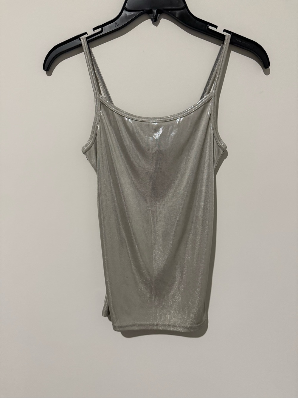 Metallic Silver Spaghetti Strap Tank Top XS